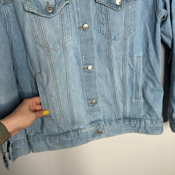 Loft Women's Cotton Light Wash Oversized‎ Baggy Boyfriend Denim Jacket Size XXS - Picture 5 of 7